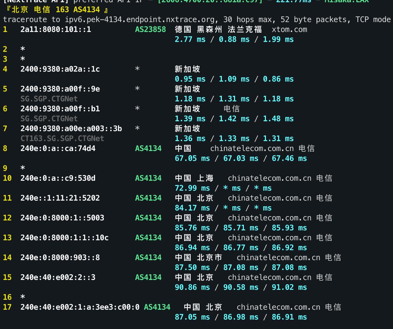 IPv6 回程 TCP 1